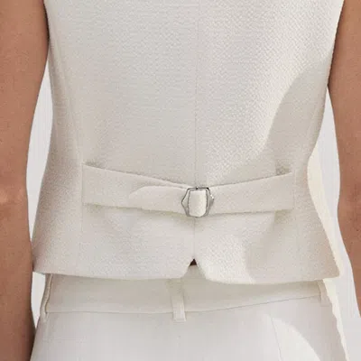 Shop Me+em Textured Tailored Tux Vest In Ivory