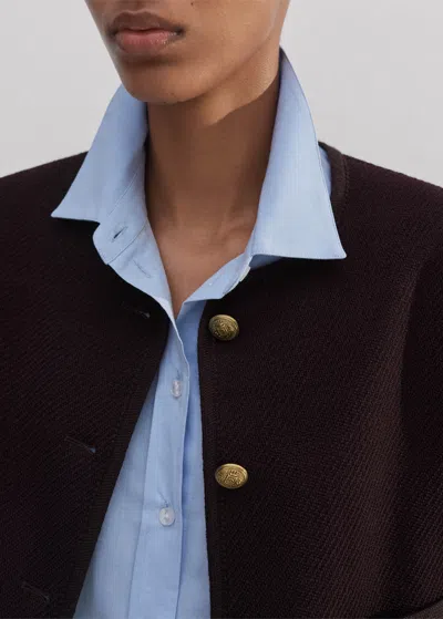 Me+em Wool-blend Twill Crop Jacket In Deep Merlot