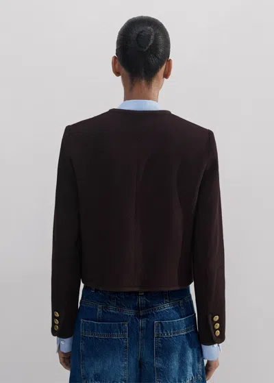 Me+em Wool-blend Twill Crop Jacket In Deep Merlot