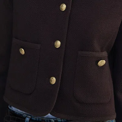 Me+em Wool-blend Twill Crop Jacket In Deep Merlot