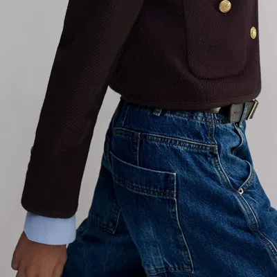 Me+em Wool-blend Twill Crop Jacket In Deep Merlot