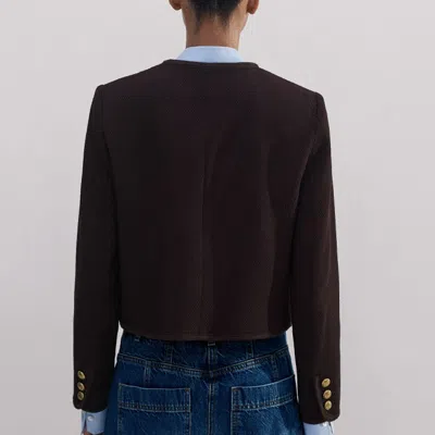 Me+em Wool-blend Twill Crop Jacket In Deep Merlot