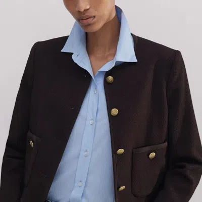 Me+em Wool-blend Twill Crop Jacket In Deep Merlot