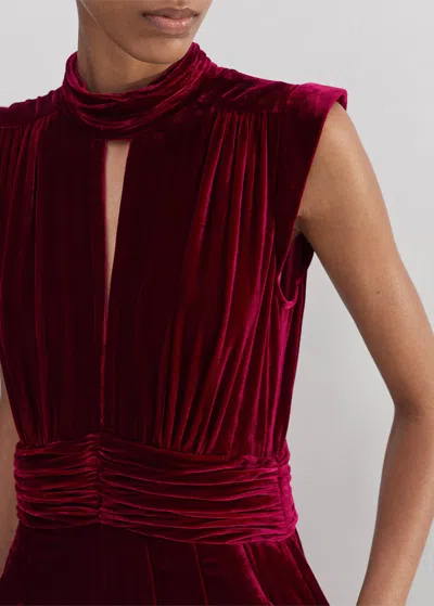 Me+em Silk-blend Velvet Wide-leg Jumpsuit In Intense Red