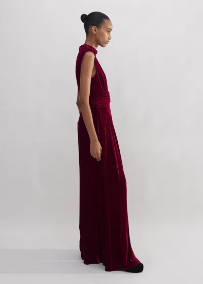 Me+em Silk-blend Velvet Wide-leg Jumpsuit In Intense Red