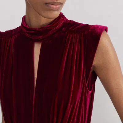 Me+em Silk-blend Velvet Wide-leg Jumpsuit In Intense Red