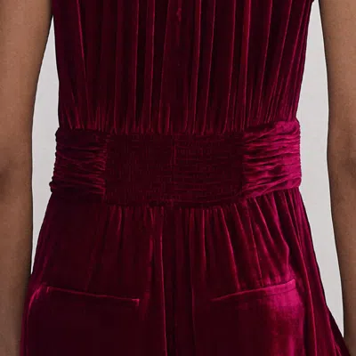 Me+em Silk-blend Velvet Wide-leg Jumpsuit In Intense Red