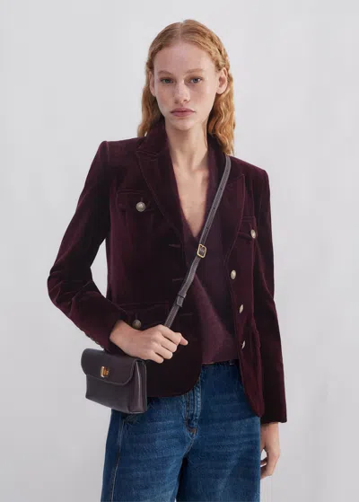 Me+em Velvet Evening Jacket In Deep Merlot