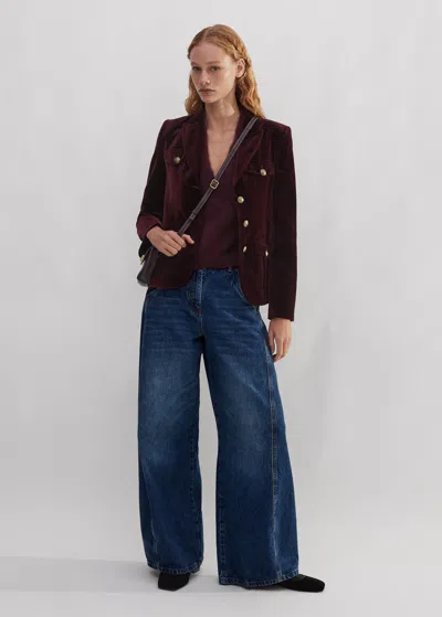 Me+em Velvet Evening Jacket In Deep Merlot