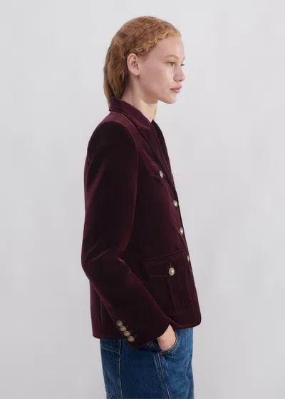 Me+em Velvet Evening Jacket In Deep Merlot