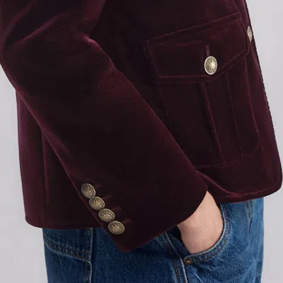 Me+em Velvet Evening Jacket In Deep Merlot
