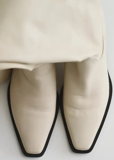 Me+em Knee-high Slouch Western Boot In Off White