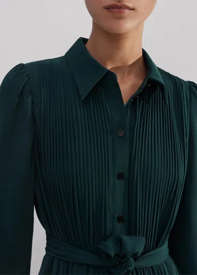 Shop Me+em Pleated Maxi Shirt Dress + Belt In Gable Green