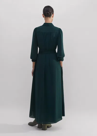 Me+em Pleated Maxi Shirt Dress + Belt In Gable Green