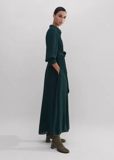 Me+em Pleated Maxi Shirt Dress + Belt In Gable Green