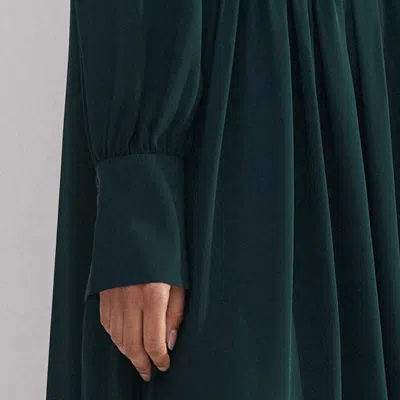 Me+em Pleated Maxi Shirt Dress + Belt In Gable Green