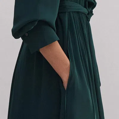 Me+em Pleated Maxi Shirt Dress + Belt In Gable Green