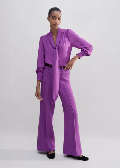 Me+em Regular-length Textured Subtle Flare Pant In Winter Iris