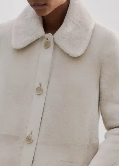 Me+em Luxe Shearling Leather-mix Swing Coat In Natural