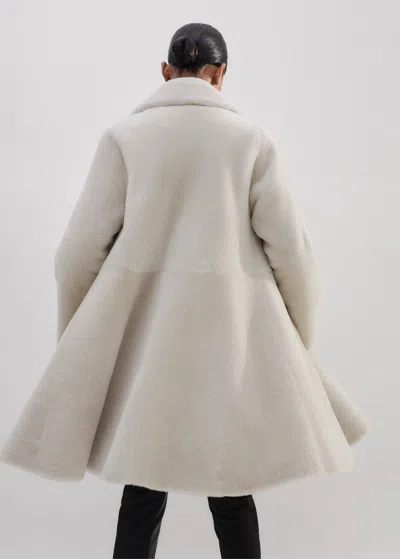 Me+em Luxe Shearling Leather-mix Swing Coat In Natural