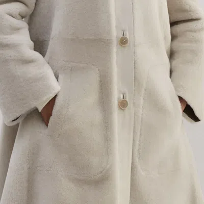 Me+em Luxe Shearling Leather-mix Swing Coat In Natural