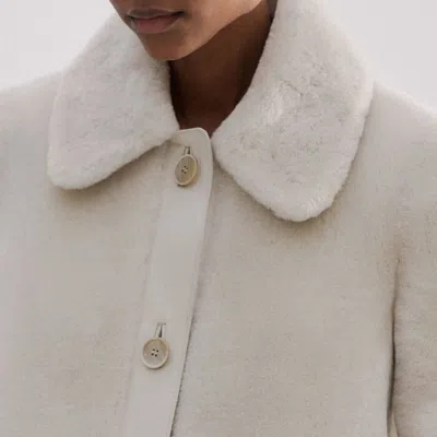 Me+em Luxe Shearling Leather-mix Swing Coat In Natural