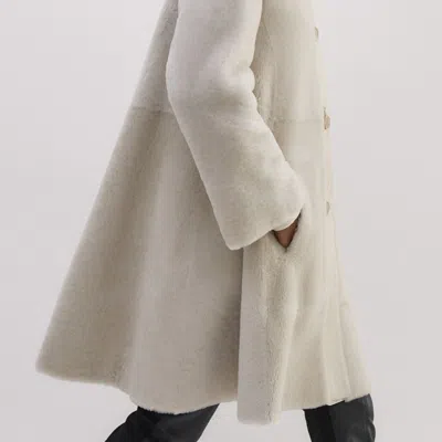 Me+em Luxe Shearling Leather-mix Swing Coat In Natural