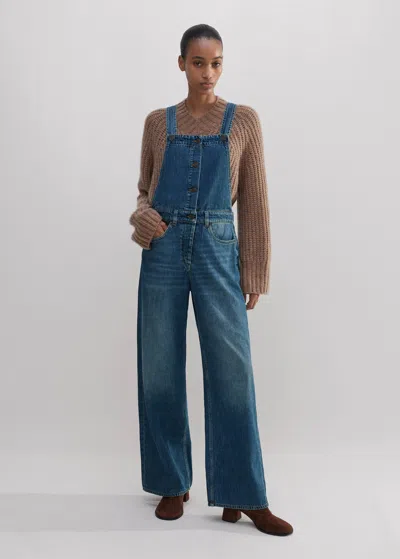 Me+em Super Soft Authentic Denim Dungaree In Authentic Mid Wash