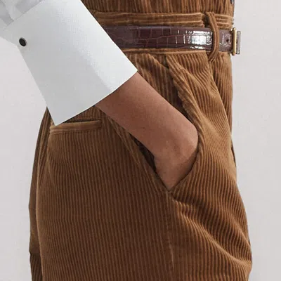 Me+em Cord Wide-leg Layering Jumpsuit In Caramel