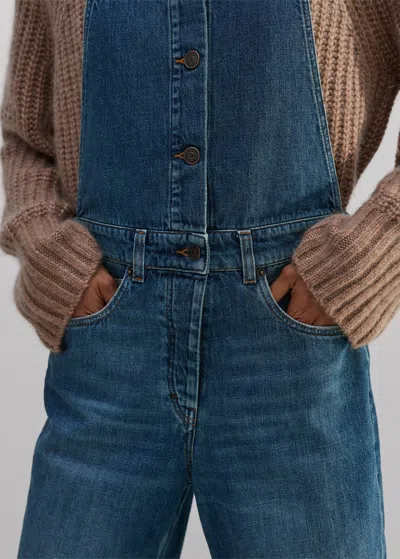 Me+em Super Soft Authentic Denim Dungaree In Authentic Mid Wash