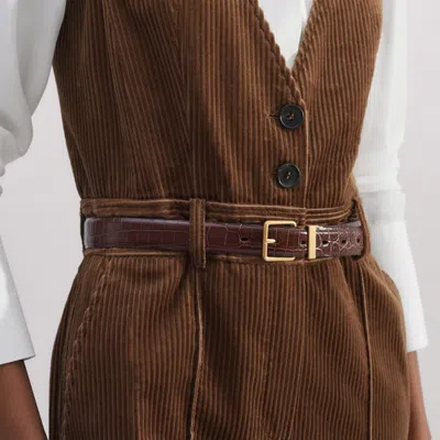 Me+em Cord Wide-leg Layering Jumpsuit In Caramel