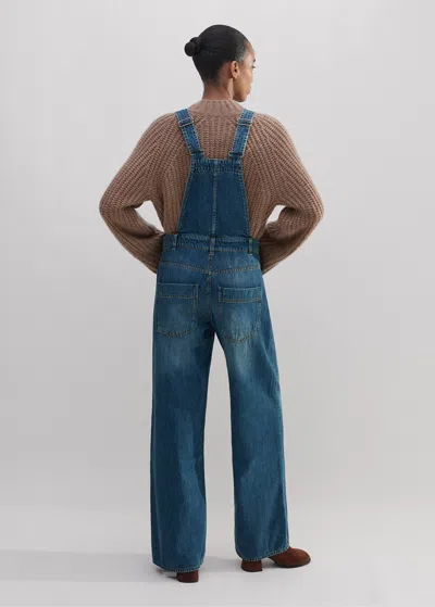 Me+em Super Soft Authentic Denim Dungaree In Authentic Mid Wash