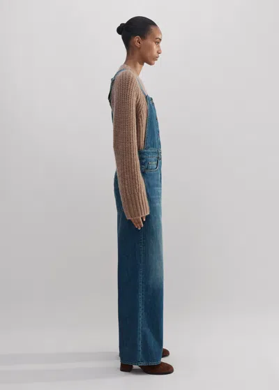 Me+em Super Soft Authentic Denim Dungaree In Authentic Mid Wash