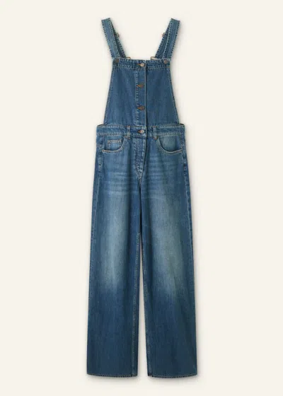 Me+em Super Soft Authentic Denim Dungaree In Authentic Mid Wash