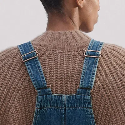 Me+em Super Soft Authentic Denim Dungaree In Authentic Mid Wash