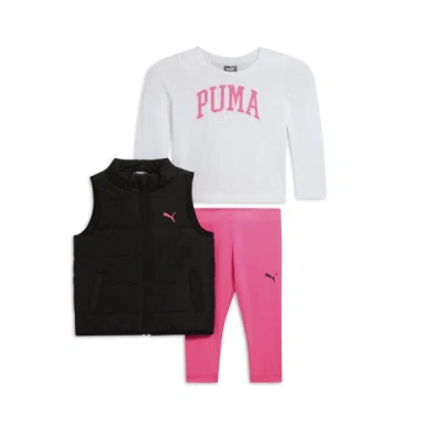 Puma 3-piece Toddler Vest Set In Black