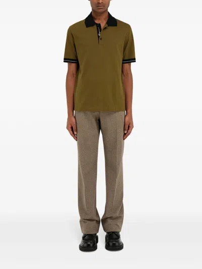 Ferragamo Color-block Short Sleeved Polo T-shirt In Green