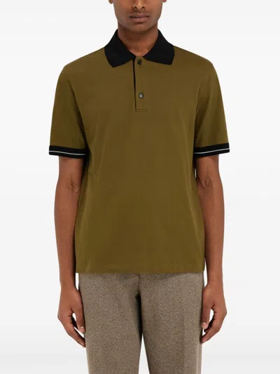 Ferragamo Color-block Short Sleeved Polo T-shirt In Green