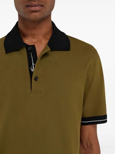 Ferragamo Color-block Short Sleeved Polo T-shirt In Green