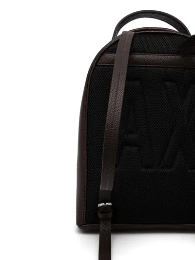 Shop Armani Exchange Faux-leather Backpack In Brown