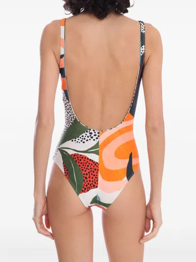 Shop Lygia & Nanny Hapuna Abstract-print Swimsuit In Orange