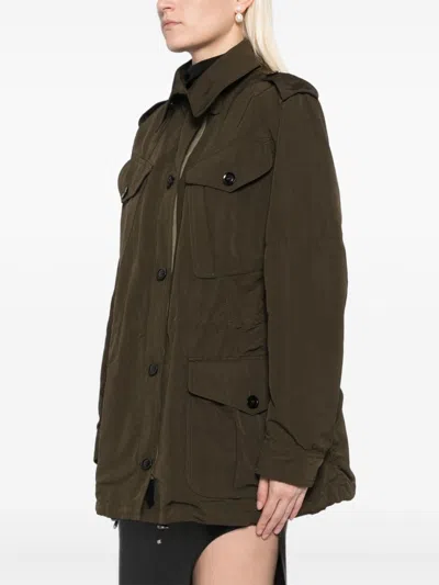 Tom Ford Drawstring Waist Military Jacket In Green