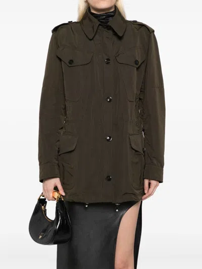 Tom Ford Drawstring Waist Military Jacket In Green
