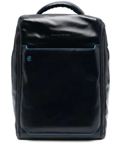 Piquadro Leather Backpack In Blue