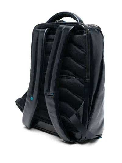 Piquadro Leather Backpack In Blue