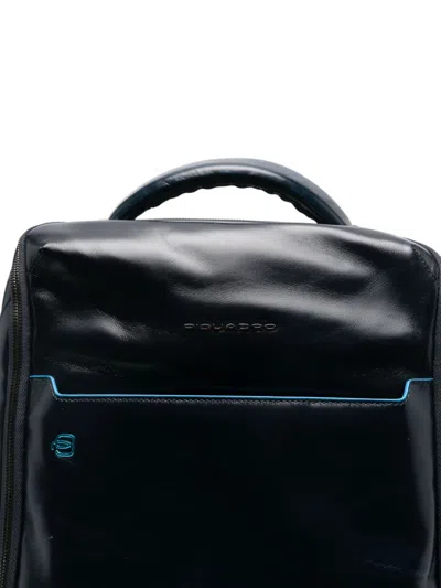 Piquadro Leather Backpack In Blue