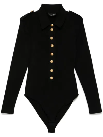 Tom Ford Ribbed-knit Bodysuit In Black
