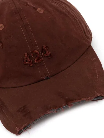 Shop 424 Logo-embroidered Baseball Cap In Brown