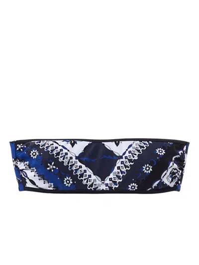 Shop Pucci Festa Bikini Top In Blue