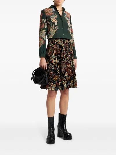 Etro Paisley-print Velvet Shirt In Black
